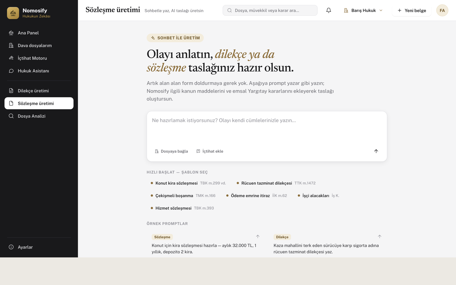 Nomosify arayüz görüntüsü